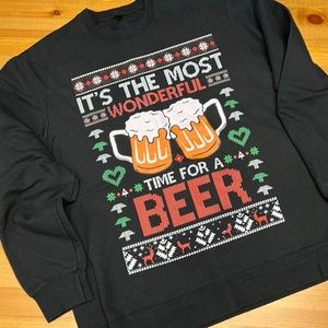 Christmas Party Sweatshirt. It’s The Most Wonderful Time For A Beer. Size Large